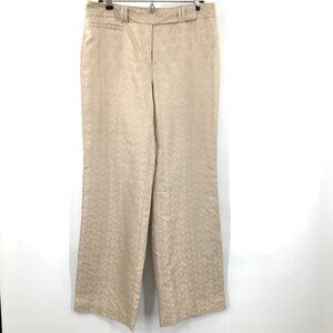 Ann Taylor Pants Women's Beige Size 6 Jacquard Wide Leg High Rise Lined